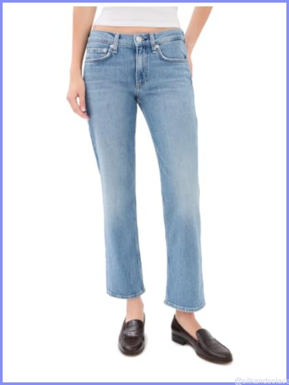 Low Rise Ankle Straight Jeans Mid-Weight Low-Stretch Denim 5-Pocket